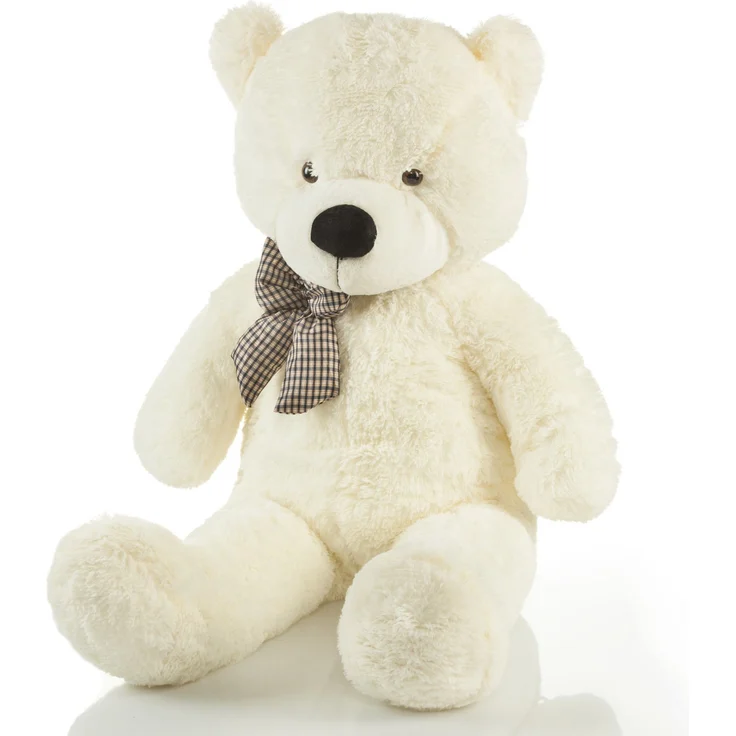 Feluna Riesen Teddybär XXL Kuschelbär 120 cm groß Plüschbär - Original Teddy Bär mit Schleife Weiß – Bild 1