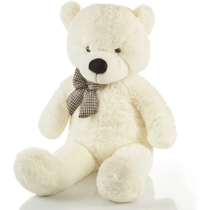 Feluna Riesen Teddybär XXL Kuschelbär 120 cm groß Plüschbär - Original Teddy Bär mit Schleife Weiß