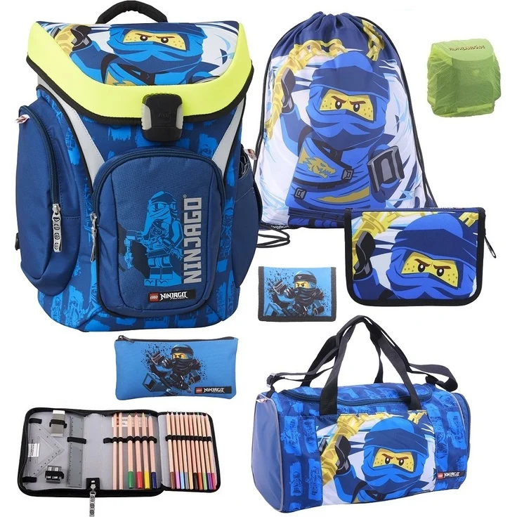 Lego Explorer Schulranzen Set 7tlg. NINJAGO JAY Ranzen 1. Klasse mit Sporttasche – Bild 1