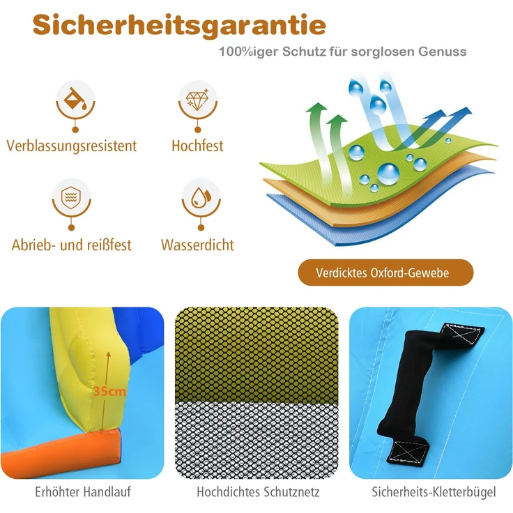 COSTWAY Hüpfburg mit Wasserrutsche aufblasbare Springburg Spielplatz  Spielpool Wasserspielcenter Planschbecken Wasserpark 525x373x205cm – Bild 4