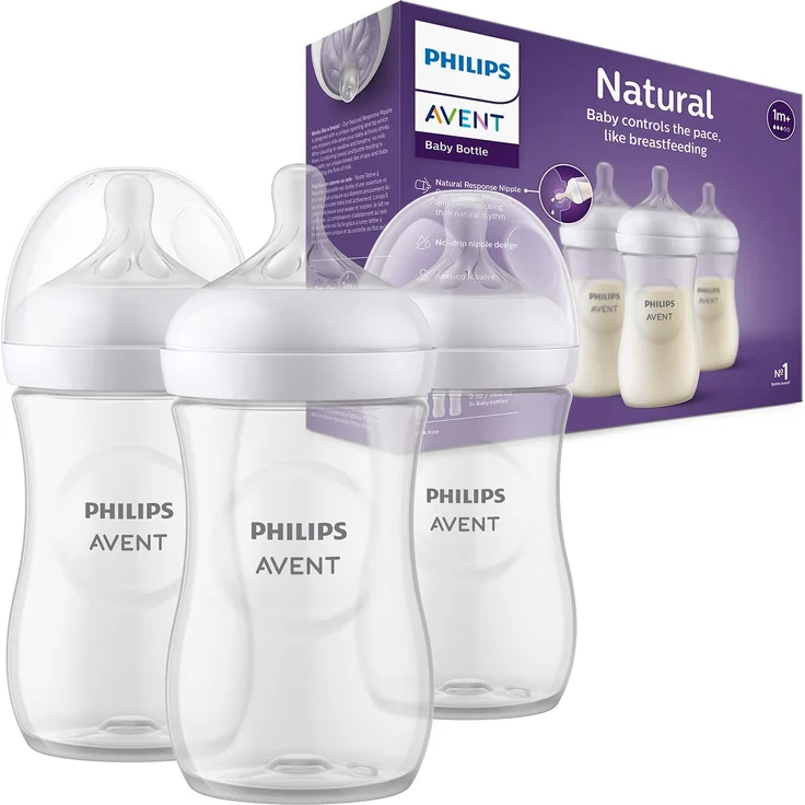 Philips Avent Babyflaschen Natural Response – 3x Babyflaschen, 260 ml, für Neugeborene ab 1 Monat, BPA-frei (Modell SCY903/03) – Bild 1