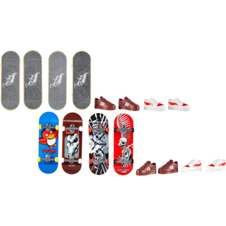 Mattel HGT84 Hot Wheels Skate Fingerboard + Shoe 4-Pack, sortiert, 1 Stück, zufällige Auswahl