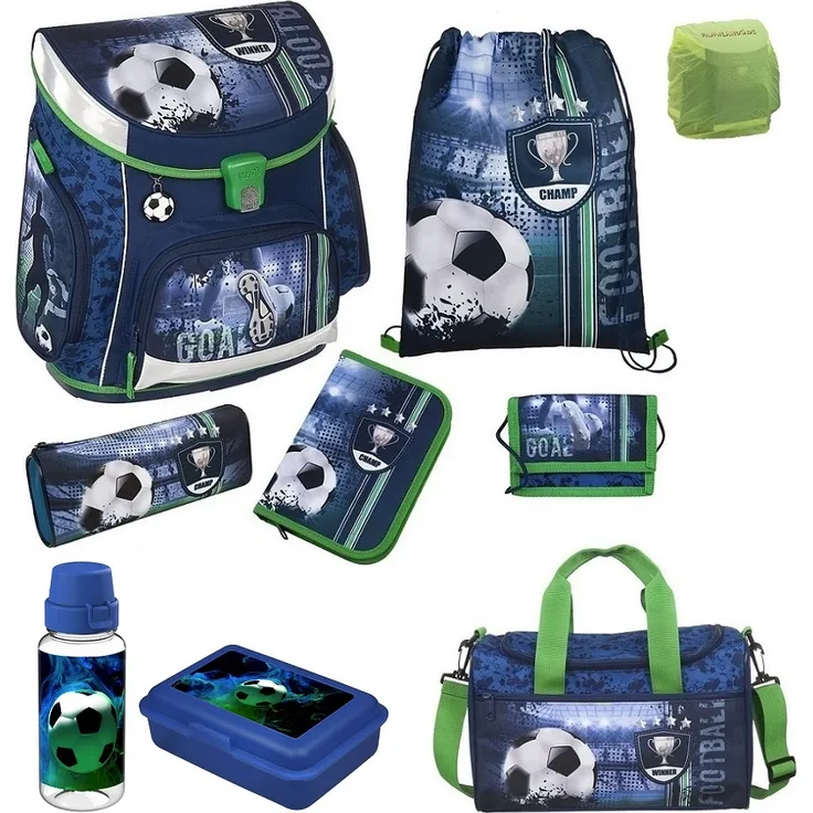 FUSSBALL Schulranzen Set Scooli CampusFit Ranzen 9-teilig mit Sporttasche
