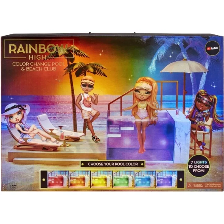 Rainbow High Color Change Pool & Beach Club Playset Doll beach set
