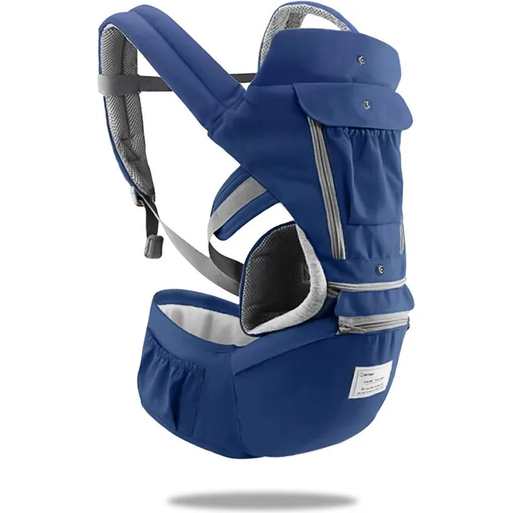 SONARIN 3 in 1 Multifunktion Hipseat Baby Carrier, Babytrage, Vorder und Rückseite,100% Baumwolle,Ergonomisch,Freie Größe(Blau)