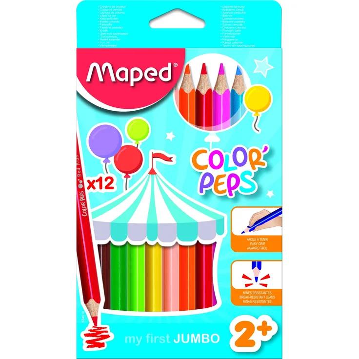 Maped - M834010 - Packung mit 12 Stück, Buntstifte Color Peps Maxi
