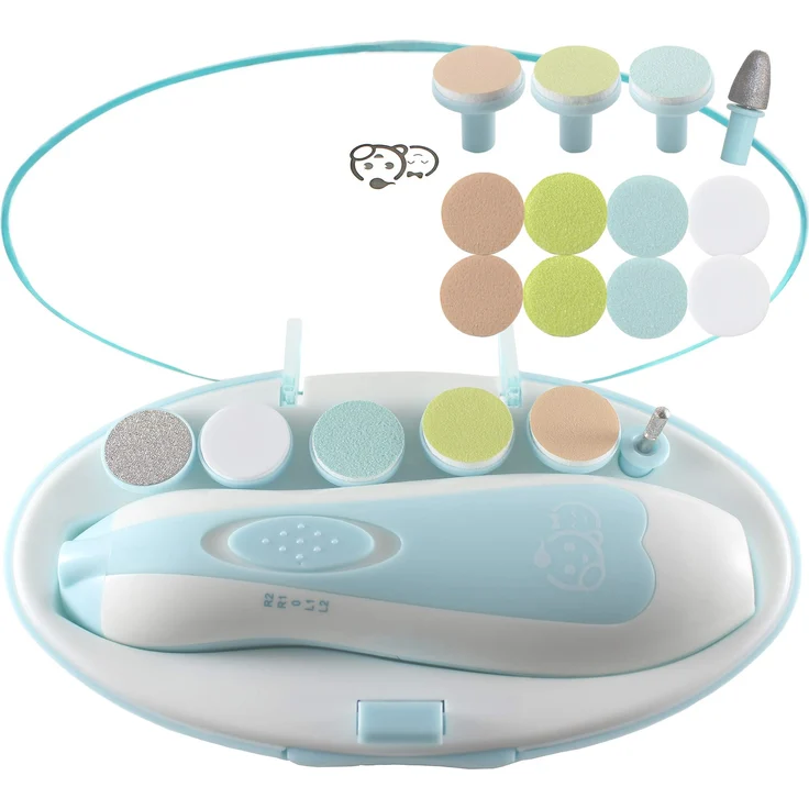 Royal Angels - Elektrische Baby Nagelfeile 20 in 1 - Sicherer Baby Nagelschneider, Baby Nagelpflege, zusätzliche Ersatzköpfe,Baby Nagel (Blau) – Bild 1