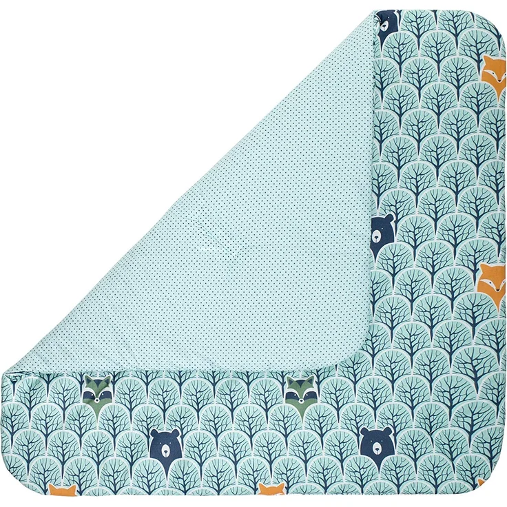 Medi Partners 'Bear im Wald mit Punkten mint' Einschlagdecke 75x75cm – Bild 4