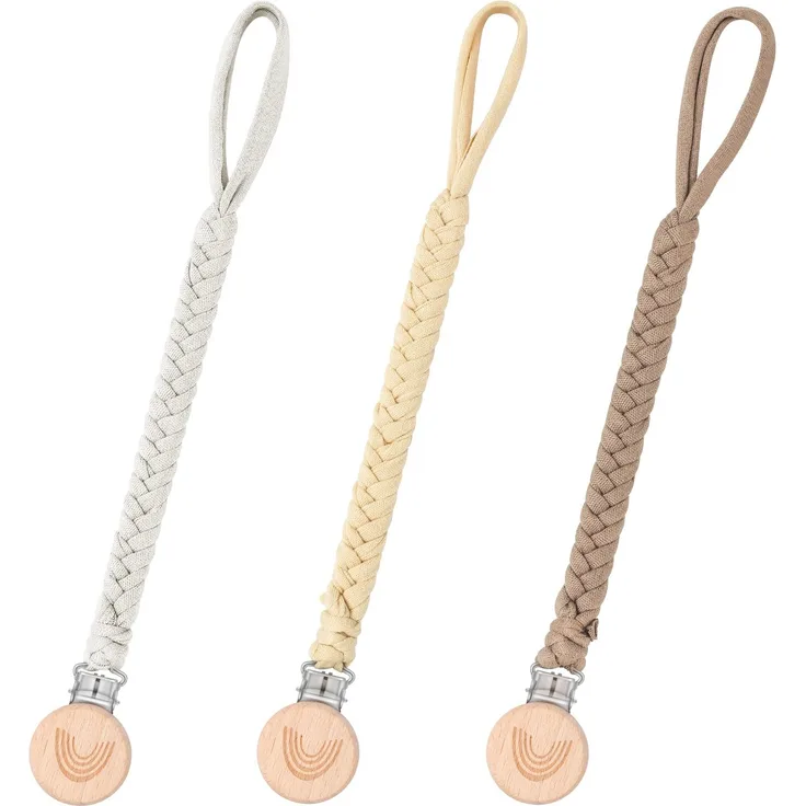 Baumwolle Schnullerkette, Baby Schnullerkette Clip, ab 3 monaten Baby Baumwolle Schnullerkette Clip, Passt Alle Schnuller Baby Zahnen Spielzeug Dummy Chain (3 Pack)