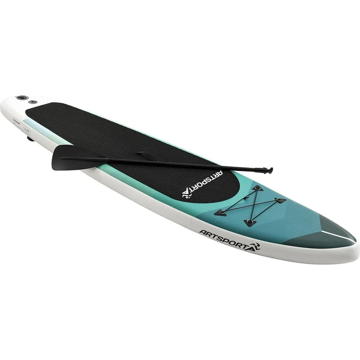 ArtSport Stand Up Paddle Board Blue Wave aufblasbar – SUP Board Set mit Pumpe, Paddel, Tasche und Zubehör – Tragkraft bis 150 kg – Blau gestreift - Preisvergleich – Bild 7