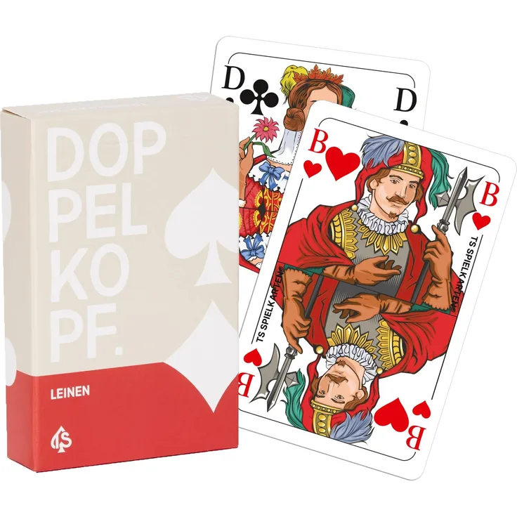 Doppelkopf Original Leinen Kartenspiel, Französisches Bild, Doppelkopfkarten (1x, Karten in Faltschachtel)