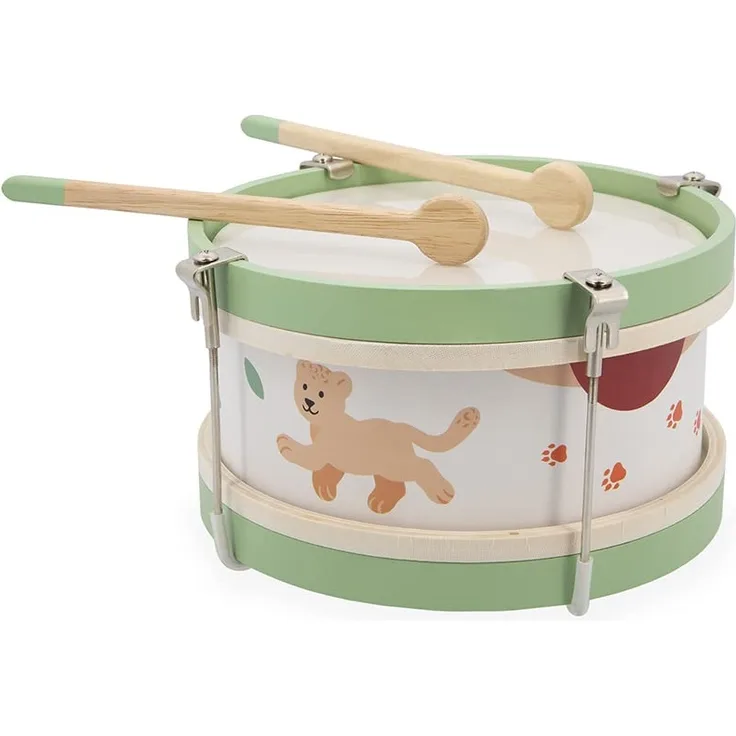 Janod - Meine erste Holztrommel Sunshine - Rollenspielzeug und musikalische Früherziehung - Wasserfarbe - Ab 18 Monaten, J07617