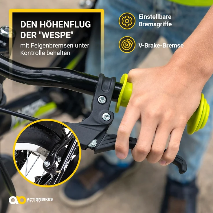 Kinderfahrrad Wasp 20 Zoll Kinder Fahrrad schwarz mit Fahrradständer Kinderrad (Schwarz-Blau) – Bild 5