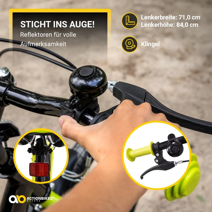 Kinderfahrrad Wasp 20 Zoll Kinder Fahrrad schwarz mit Fahrradständer Kinderrad (Schwarz-Blau) – Bild 4