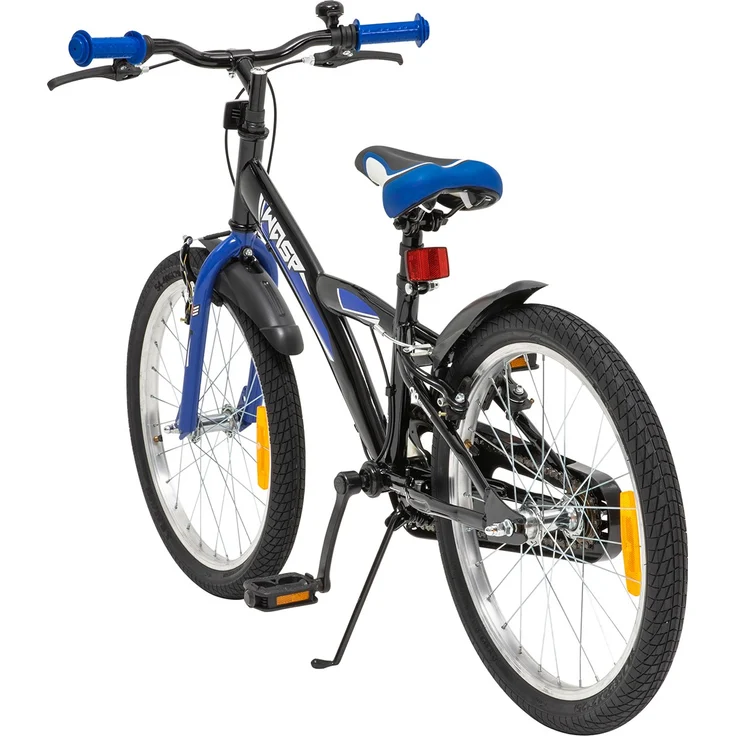 Kinderfahrrad Wasp 20 Zoll Kinder Fahrrad schwarz mit Fahrradständer Kinderrad (Schwarz-Blau) – Bild 8