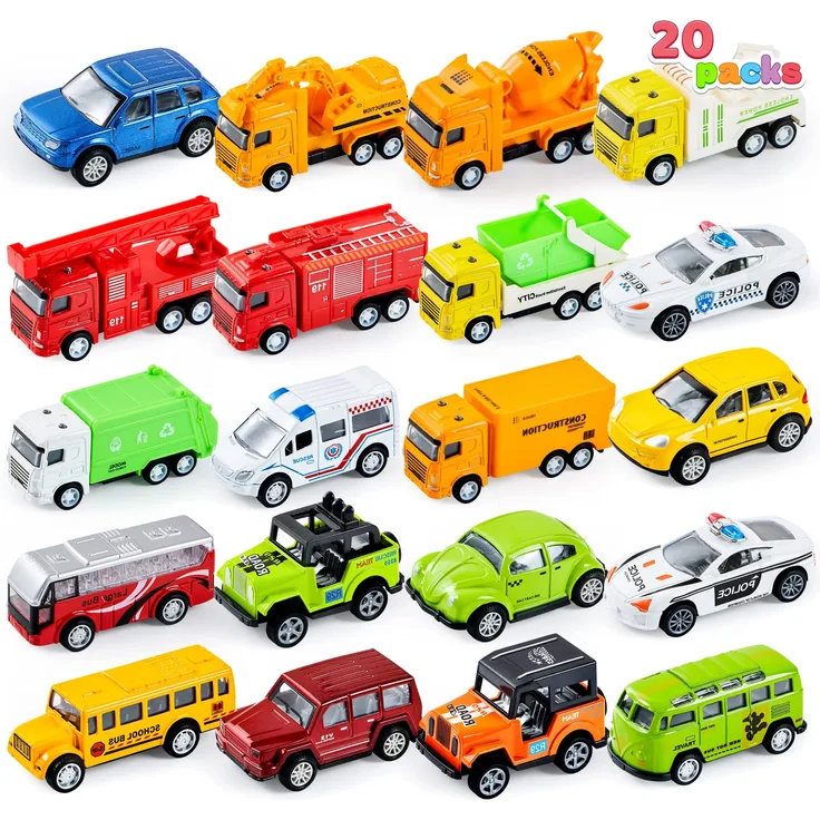 JOYIN 20 Stück Metall Zurückziehen Mini Spielzeugautos, Mini Die Cast Spielzeugautos Set, Pull Back Autos für Kleinkinder Mädchen Jungen Spielzeug
