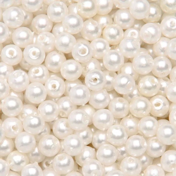 Glorex Deko Perlen 6 mm 75 g, perlweiß