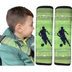 2x HECKBO Kinder Auto Gurtpolster Gurtschutz mit Fußball Motiv - Sicherheitsgurt Polster für Kinder und Babys- Ideal für jeden Gurt Autositzerhöhungen Kinder Fahrradanhänger Flugzeug