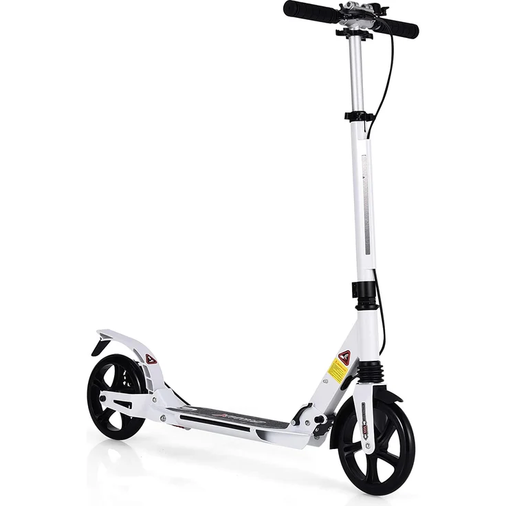 COSTWAY Kickscooter mit Klingel und Ständer, Scooter Roller höhenverstellbar, Tretroller klappbar, Cityroller bis 100kg belastbar, Scooter inkl. Traggurt, für Kinder und Erwachense – Bild 4