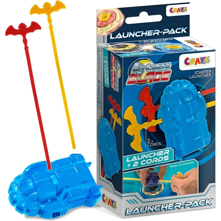 CRAZE Blade Launcher Pack für Kampfkreisel Starter + 2X Reisleinen für Blade Kreisel Metall Kinder Spielzeug Jungen Kreisel für Kinder Kinderkreisel 39922, Bunt