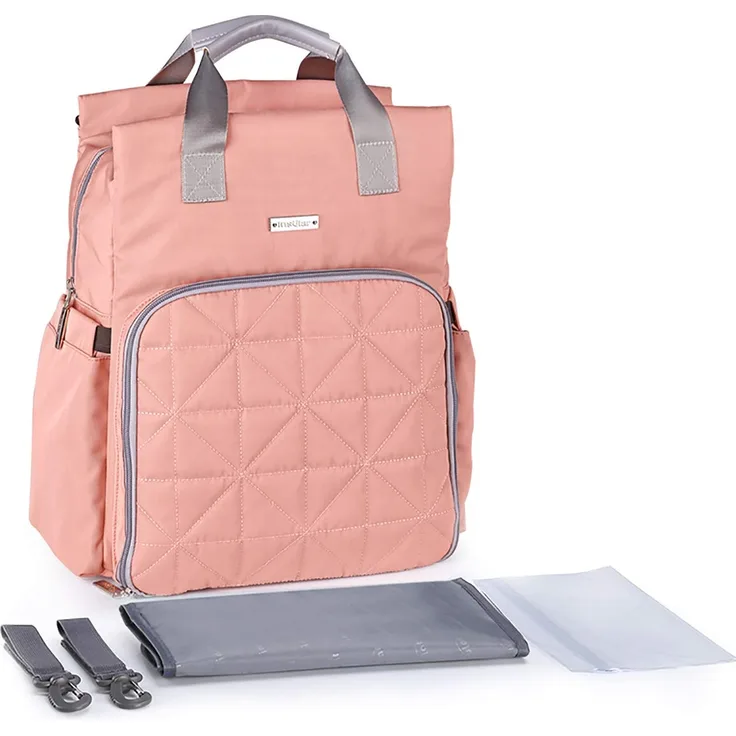 SONARIN Wasserdicht Multifunktions Baby Wickelrucksack Wickeltasche mit Wickelunterlage,Kinderwagen Riemen,Laptop stoßsichere Tasche,Flasche Isolierte Taschen,Große Kapazität,Waschmaschinenfest(Rosa)