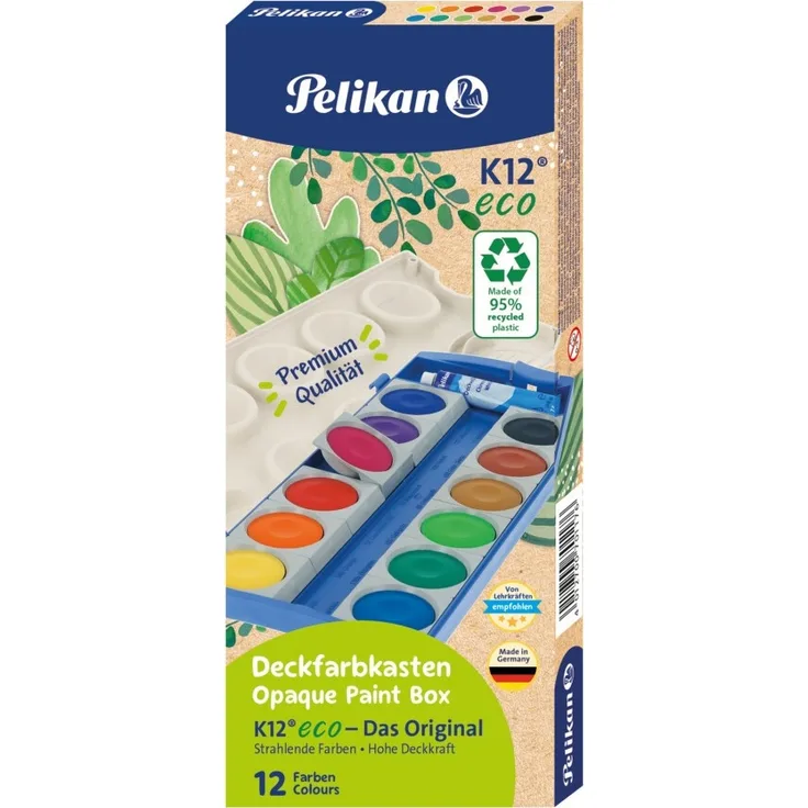 Pelikan Deckfarbkasten eco 735K, 12 Farben + Tube Deckweiß