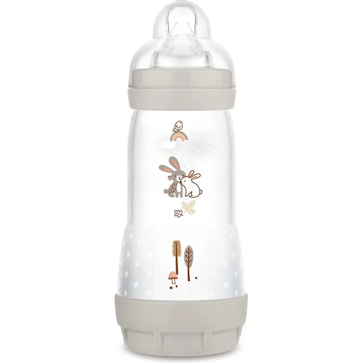 MAM Anti-Colic A154 - Colours of Nature Kollektion, matte Oberfläche, Patentierte anti-Kolikflasche, Skinsoft™ Ultraweich, für Babys mit 4 Monaten, 320 ml, neutral