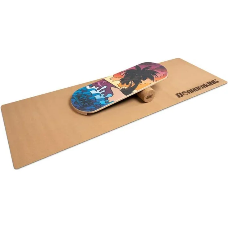 "Indoorboard Classic Balance Board + Matte + Rolle Holz / Kork" – Bild 2