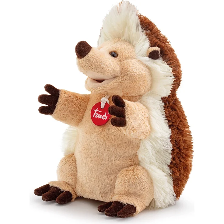Trudi Puppets 29968 Handpuppe Igel ca. 25 cm (Größe S), Stofftier aus hochwertigen Materialien, liebevolle Details, flauschig und weich, waschbar, Kuscheltier und Puppe für Kinder, Beige / Braun