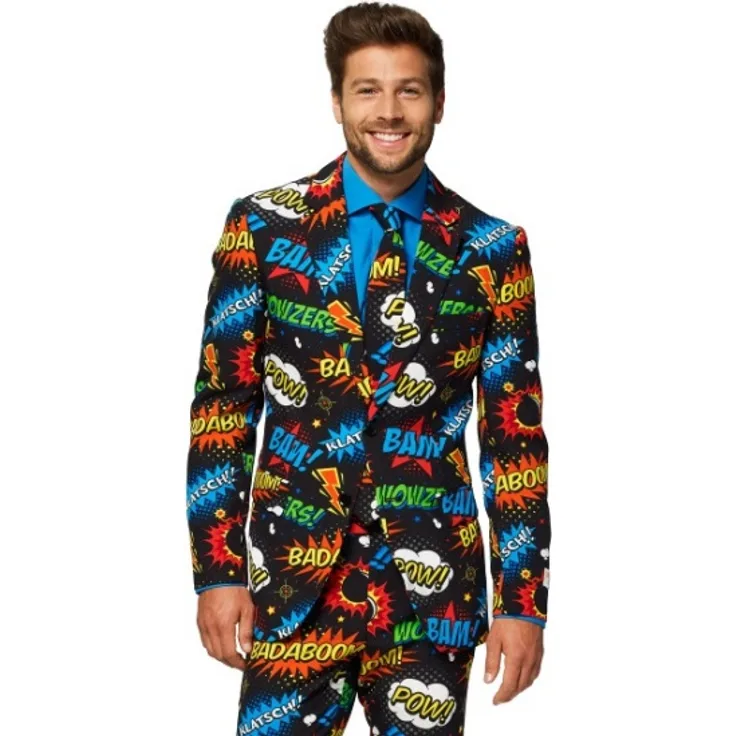 OppoSuits Badaboomherrenkostüm Anzug Polyester schwarz Größe 62