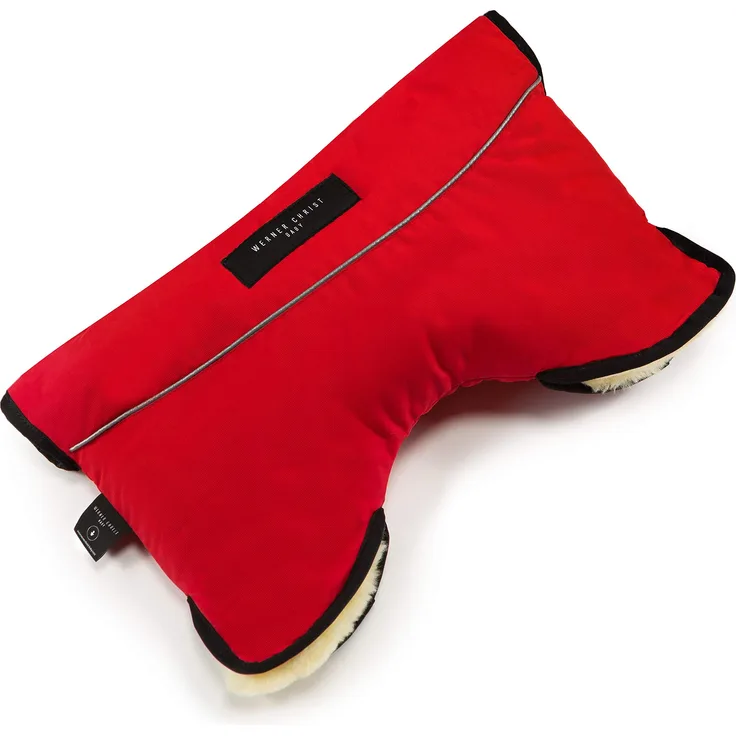 Kinderwagen-Muff aus Lammfell von WERNER CHRIST BABY - MOFFY ist der ideale Handwärmer für Buggys aus medizinischem Fell, einfache Handhabung, Handmuff in Chili Red (rot)