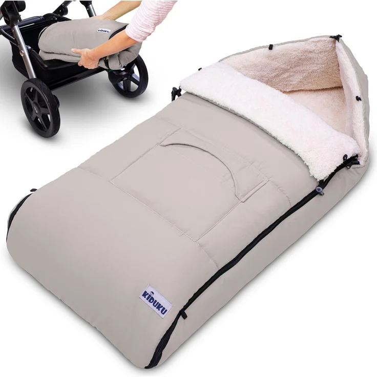 KIDUKU® Babyfußsack Beige Baby Winterfußsack Kinderfußsack Fußsack Winter Kinderwagen Buggy – Bild 1