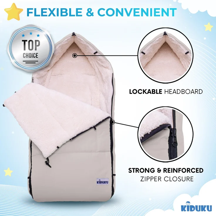 KIDUKU® Babyfußsack Beige Baby Winterfußsack Kinderfußsack Fußsack Winter Kinderwagen Buggy – Bild 4