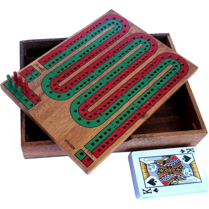Cribbage für 2 Spieler - Spielfeld 22 x 17 cm - Kartenspiel mit Spielkasten