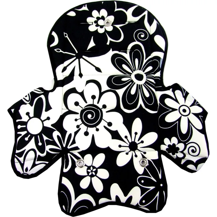 BAMBINIWELT Ersatzbezug Sitzkissen Bezug Auflage für Fahrradsitz kompatibel mit Römer Jockey Design MOD 5 (schwarz weiß große Blumen)