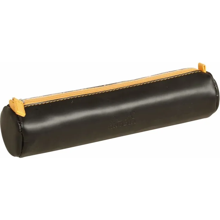 Rhodia 318996C rund Schlampermäppchen (21,5 x 5 cm, Kunstleder, elegant und praktisch, Reißverschuss und Griffplatte, ideal für unterwegs) 1 Stück, gelb