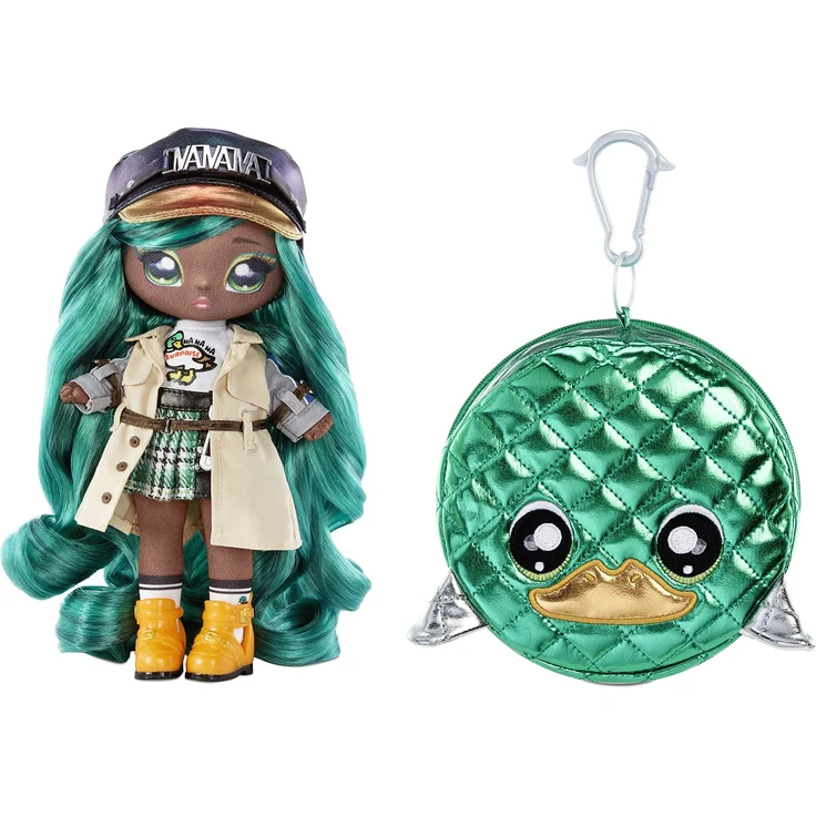 Na Na Na Surprise Glam Serie 2 - MALLORY DUCKINGTON - Von Enten inspirierte, weiche Plüschpuppe mit grünem Haar und Metallic-Tier-Clip-On-Tasche - Zum Sammeln - Tolles Geschenk für Kinder ab 5 Jahren – Bild 1