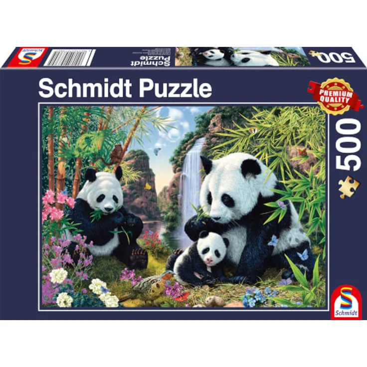 Schmidt Spiele 57380 Pandafamilie am Wasserfall, Puzzle 500 Teile
