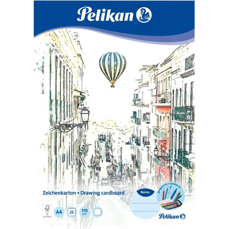 Pelikan Zeichenblock 170g/m² DIN A4 Zeichenkarton 25 Blatt