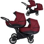 KUNERT BOOSTER 2in1 Kinderwagen Komplettset Zwillingskinderwagen Babywagen 2in 1 Kombikinderwagen Komplettset Geschwisterwagen Kinder Wagen set Zwillingsbuggy Doppelkinderwagen (Weinrote, 2 in 1)