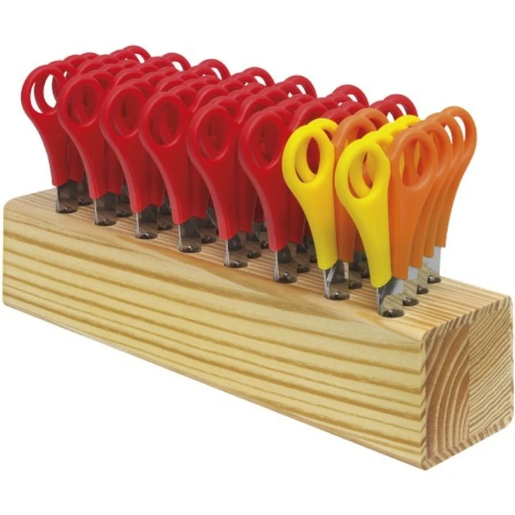 Scherenblock aus Holz, 29,5 x 7 x 6,2 cm, 32 Scheren