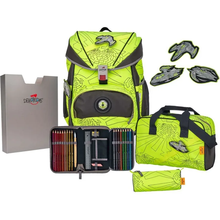 DerDieDas Ergoflex Schulranzen-Set Exklusiv Superflash NEON FIGHTER
