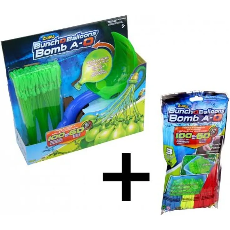 Zuru Bunch O Balloons Wasserbomben grün mit Schleuder Launcher Set