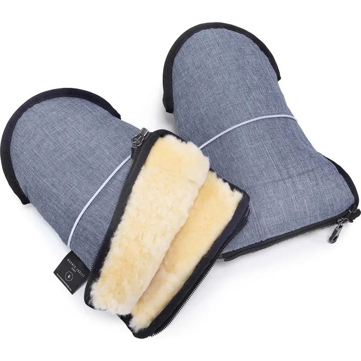 Lammfell Handwärmer von WERNER CHRIST BABY – GLOVY Handschuhe sind der ideale Kinderwagen-Muff aus medizinischem Fell, warmer universaler und wasserabweisender Handmuff, in blu (hellblau)