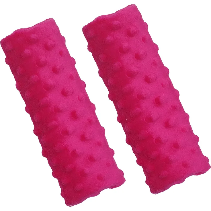 Balbina 2 Stück Gurtpolster Auto, Schulterpolster Erwachsene Kinder, Babyschale einsetzbar als Schoner für Kinderwagen Rucksäcke, Minky-Stoff, universal 7 x 21 cm, Dunkelrosa