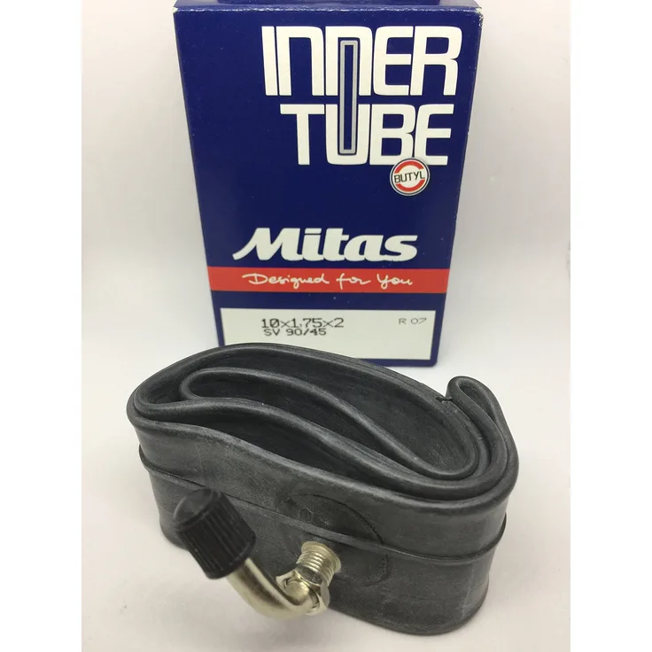Mitas 1x 10 Zoll Schlauch 90°AV | 10x1. 75x2 | 47-152 abgewinkeltes Auto-/Schrader- Ventil Ersatzschlauch Kinderwagen Buggy Roller