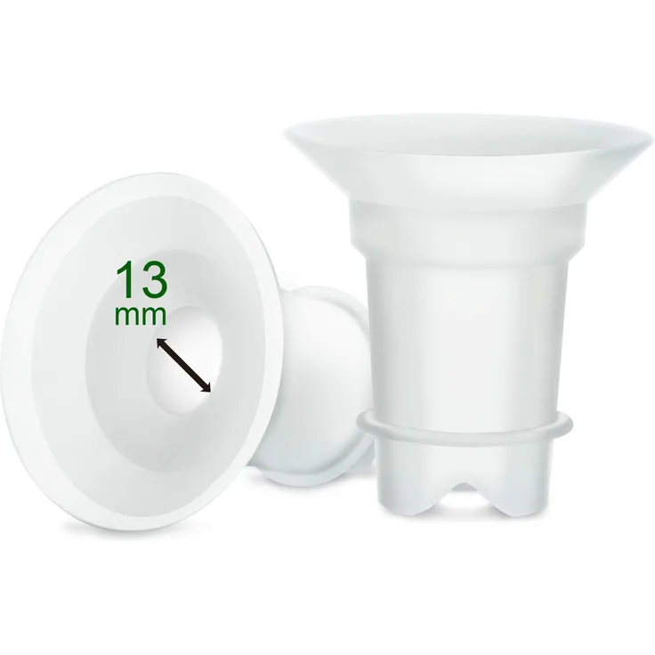 13 mm Maymom Flanscheinsätze (lang), kompatibel mit Freemie 25 mm Flanschen; kompatibel mit 24 mm Medela PersonalFit Flansch, Spectra 24 mm Flansch, Willow Willow Go 24 mm Tasse, 2 Stück/Packung