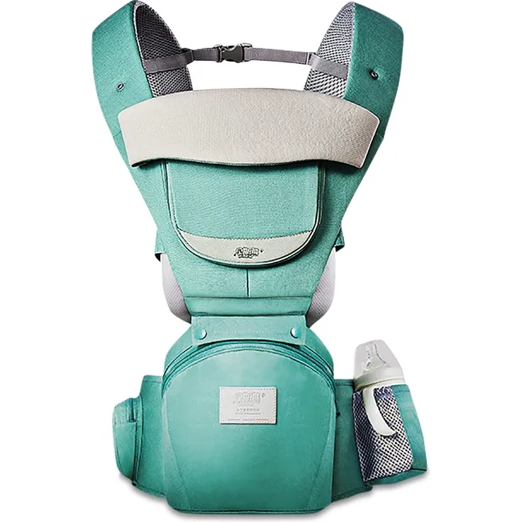 SONARIN Multifunktions 3-in-1 Babytrage mit Hüftsitz,Reine Baumwolle 3D Air Mesh Atmungsaktive Babytrage für Baby 0-36 Monate,Ergonomisch,Einstellbar,Alle Positionen,Bis zu 30 KG(Cyan)