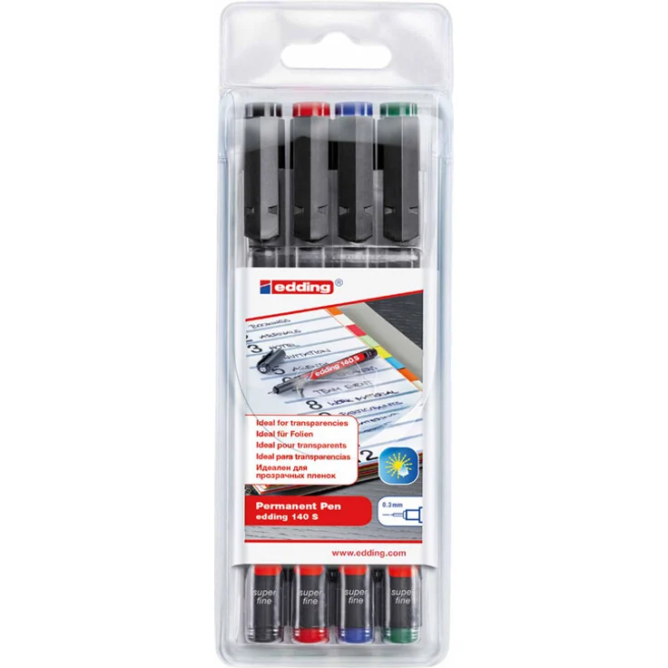 sedding 140 S Permanenter Folienschreiber 4er Set sortiert – Bild 1