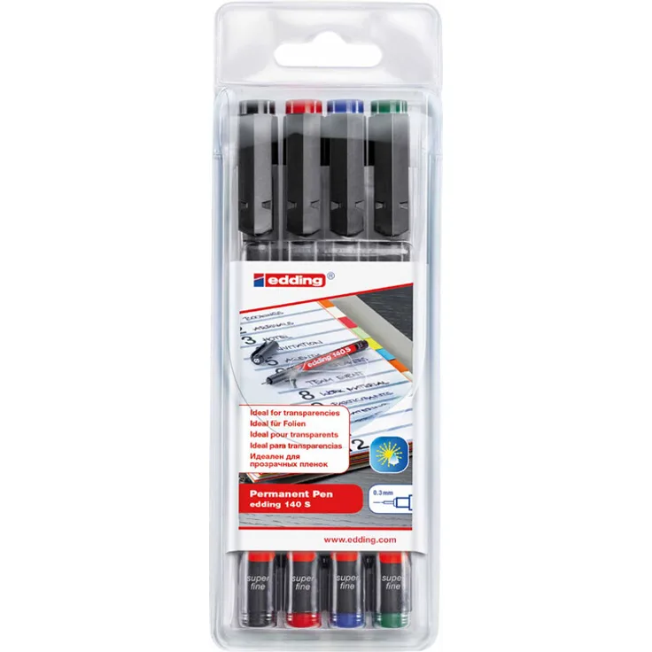 sedding 140 S Permanenter Folienschreiber 4er Set sortiert